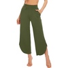 image:imageWiWi Womens Pajama Pants Viscose Bamboo Sleep Bottoms Super Soft Wide Leg Capri Pant Cooling Bottom with Pockets SXXLArmy Green