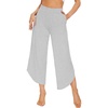 image:imageWiWi Womens Pajama Pants Viscose Bamboo Sleep Bottoms Super Soft Wide Leg Capri Pant Cooling Bottom with Pockets SXXLLight Heather Grey
