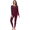 image:imageWiWi Womens Pajamas Set Super Soft Lounge Set Viscose from Bamboo Sleepwear Cooling Long Sleeve Top Leggings Pjs SXXLBrownish Red
