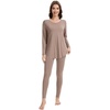 image:imageWiWi Womens Pajamas Set Super Soft Lounge Set Viscose from Bamboo Sleepwear Cooling Long Sleeve Top Leggings Pjs SXXLCamel