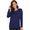 image:imageWiWi Womens Viscose from Bamboo Pajama Tops Soft Basic Sleep Shirt Loose Long Sleeves TShirt Loungewear SXXLAnavy