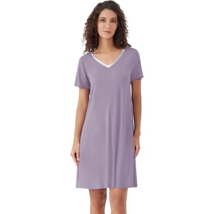 image:imageWiWi Bamboo Viscose Nightgowns for Women Super Soft Short Sleeve V Neck Sleep Dress Cooling Plus Size Lounge Sleepwear S4XViolet