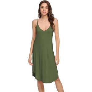 image:imageWiWi Bamboo Viscose Slip Dress for Women Cooling Dresses Super Soft Chemise Plus Size Nightgown Full Slips Babydoll S4XAarmy Green