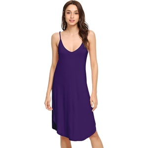 image:imageWiWi Bamboo Viscose Slip Dress for Women Cooling Dresses Super Soft Chemise Plus Size Nightgown Full Slips Babydoll S4XAdark Purple