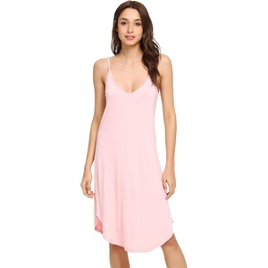 image:imageWiWi Bamboo Viscose Slip Dress for Women Cooling Dresses Super Soft Chemise Plus Size Nightgown Full Slips Babydoll S4XApink
