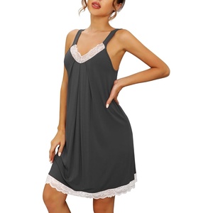 image:imageWiWi Bamboo Viscose Slip Dress for Women Cooling Dresses Super Soft Chemise Plus Size Nightgown Full Slips Babydoll S4XBcharcoal