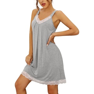 image:imageWiWi Bamboo Viscose Slip Dress for Women Cooling Dresses Super Soft Chemise Plus Size Nightgown Full Slips Babydoll S4XBheather Grey