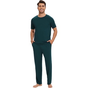 image:imageWiWi Cooling Mens Pajamas Set Super Soft Viscose Bamboo Sleepwear Sleep Sets Short Sleeve Loungewear with Pockets SXXLAdeep Teal