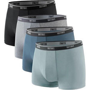 image:imageWiWi Mens Modal Underwear 4Pack Boxer Briefs MoistureWicking Tagless Shorts Soft Stretchy Brief SXXLBlackHeather GreyDeep Dusty BlueGreen
