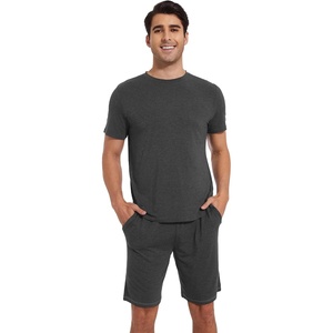 image:imageWiWi Mens Pajamas Set Short Sleeve Top and Shorts Pajama Lightweight Pjs Viscose made from Bamboo Loungewear SXXLCharcoal Heather