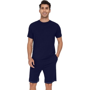 image:imageWiWi Mens Pajamas Set Short Sleeve Top and Shorts Pajama Lightweight Pjs Viscose made from Bamboo Loungewear SXXLNavy