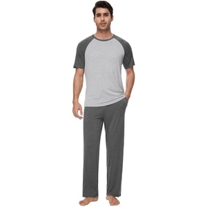 image:imageWiWi Mens Short Sleeve Pajamas Set Sleepwear Casual Soft Sleep Sets with Pockets Loungewear Viscose from Bamboo SXXLAdark Heather Grey
