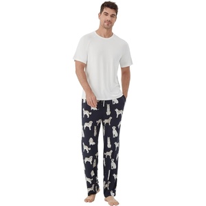 image:imageWiWi Mens Short Sleeve Pajamas Set Sleepwear Casual Soft Sleep Sets with Pockets Loungewear Viscose from Bamboo SXXLAdog