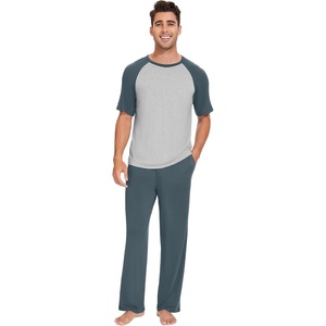 image:imageWiWi Mens Short Sleeve Pajamas Set Sleepwear Casual Soft Sleep Sets with Pockets Loungewear Viscose from Bamboo SXXLAgrayish BlueLight Heather Grey