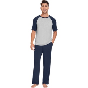 image:imageWiWi Mens Short Sleeve Pajamas Set Sleepwear Casual Soft Sleep Sets with Pockets Loungewear Viscose from Bamboo SXXLAnavy Blue