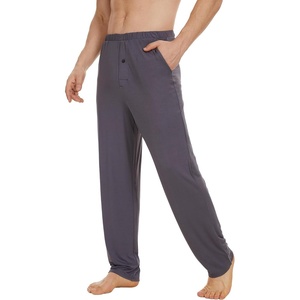 image:imageWiWi Mens Soft Knit Pajama Pants Lightweight Sleep Lounge Bottoms with Pockets Open Fly Sleepwear Sweatpants SXXLDark Grey