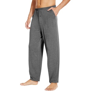 image:imageWiWi Mens Soft Knit Pajama Pants Lightweight Sleep Lounge Bottoms with Pockets Open Fly Sleepwear Sweatpants SXXLDark Heather Grey