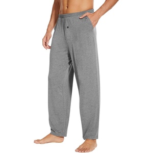 image:imageWiWi Mens Soft Knit Pajama Pants Lightweight Sleep Lounge Bottoms with Pockets Open Fly Sleepwear Sweatpants SXXLHeather Grey