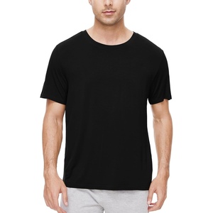 image:imageWiWi Mens TShirts Classic Soft Tee Viscose from Bamboo Loungewear Lightweight Short Sleeves Pajama Sleep Shirt SXXLAblack