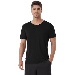 image:imageWiWi Mens TShirts Classic Soft Tee Viscose from Bamboo Loungewear Lightweight Short Sleeves Pajama Sleep Shirt SXXLBblack