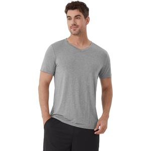 image:imageWiWi Mens TShirts Classic Soft Tee Viscose from Bamboo Loungewear Lightweight Short Sleeves Pajama Sleep Shirt SXXLBheather Grey