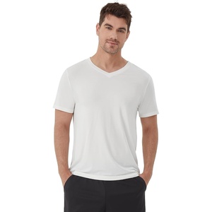 image:imageWiWi Mens TShirts Classic Soft Tee Viscose from Bamboo Loungewear Lightweight Short Sleeves Pajama Sleep Shirt SXXLBraw White