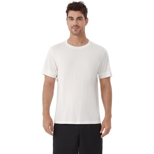 image:imageWiWi Mens TShirts Classic Soft Tee Viscose from Bamboo Loungewear Lightweight Short Sleeves Pajama Sleep Shirt SXXLCraw White