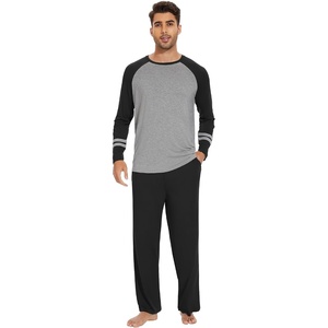image:imageWiWi Mens Viscose from Bamboo Pajama Sets Long Sleeve Top and Pants Sleepwear Comfy Lightweight Loungewear Set SXXLAblack