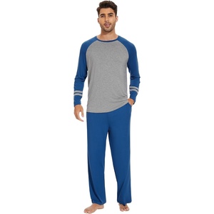 image:imageWiWi Mens Viscose from Bamboo Pajama Sets Long Sleeve Top and Pants Sleepwear Comfy Lightweight Loungewear Set SXXLAprussian Blue