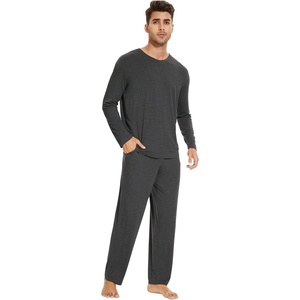 image:imageWiWi Mens Viscose from Bamboo Pajama Sets Long Sleeve Top and Pants Sleepwear Comfy Lightweight Loungewear Set SXXLBcharcoal Heather