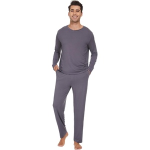 image:imageWiWi Mens Viscose from Bamboo Pajama Sets Long Sleeve Top and Pants Sleepwear Comfy Lightweight Loungewear Set SXXLBdark Grey