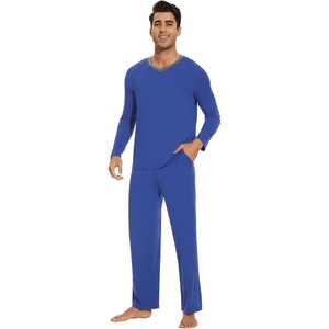 image:imageWiWi Mens Viscose from Bamboo Pajama Sets Long Sleeve Top and Pants Sleepwear Comfy Lightweight Loungewear Set SXXLCroyal Blue