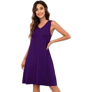 image:imageWiWi Nightgown for Women Super Soft Sleeveless Sleepwear Cool Vneck Sleep Shirts Bamboo Viscose Pj Gown S4XAdark Purple