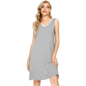 image:imageWiWi Nightgown for Women Super Soft Sleeveless Sleepwear Cool Vneck Sleep Shirts Bamboo Viscose Pj Gown S4XAheather Grey