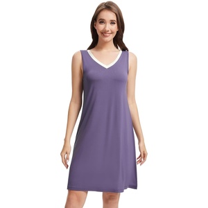 image:imageWiWi Nightgown for Women Super Soft Sleeveless Sleepwear Cool Vneck Sleep Shirts Bamboo Viscose Pj Gown S4XAlavender