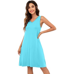 image:imageWiWi Nightgown for Women Super Soft Sleeveless Sleepwear Cool Vneck Sleep Shirts Bamboo Viscose Pj Gown S4XAturquoise