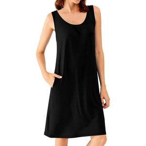 image:imageWiWi Nightgown for Women Super Soft Sleeveless Sleepwear Cool Vneck Sleep Shirts Bamboo Viscose Pj Gown S4XCblack