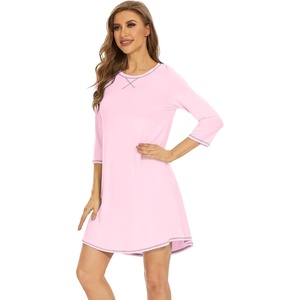 image:imageWiWi Nightgowns for Women 34 Sleeve Sleep Shirts Super Soft Pajamas Gowns Viscose from Bamboo Cooling Nightwear SXXLApink