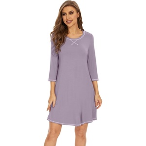 image:imageWiWi Nightgowns for Women 34 Sleeve Sleep Shirts Super Soft Pajamas Gowns Viscose from Bamboo Cooling Nightwear SXXLAviolet