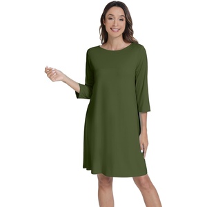 image:imageWiWi Nightgowns for Women 34 Sleeve Sleep Shirts Super Soft Pajamas Gowns Viscose from Bamboo Cooling Nightwear SXXLBarmy Green