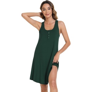 image:imageWiWi Nightgowns for Women Bamboo Viscose Button Down Sleep Shirt Super Soft Sleeveless Dress Cooling Tank Nightshirts SXXLWhite