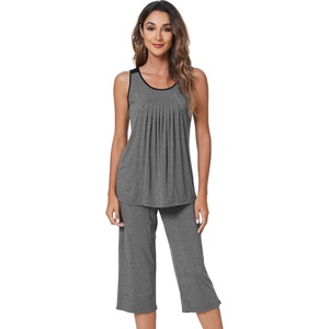 image:imageWiWi Pajama Set for Women Tank Top 2 Piece PJ Comfy Viscose from Bamboo Sleepwear Sleeveless Loungewear SXXLCdark Heather Grey