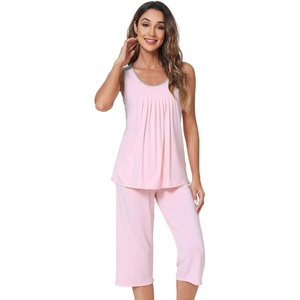 image:imageWiWi Pajama Set for Women Tank Top 2 Piece PJ Comfy Viscose from Bamboo Sleepwear Sleeveless Loungewear SXXLCpink