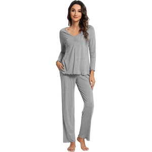 image:imageWiWi Pajama Sets for Women Soft Comfy Pjs Loungewear Sleepwear with Pants Viscose from Bamboo Pajamas Set SXXLHeather Grey