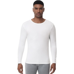 image:imageWiWi Shirts for Men Long Sleeve Underwear Viscose from Bamboo SlimFit Tee Baselayer Mens Stretchable Shirt Soft Top SXXLRaw White