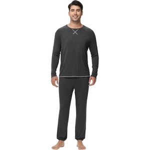 image:imageWiWi Soft Mens Pajama Sets French Terry Sleepwear Cooling Long Sleeve Top and Pants Pjs with Pockets Drawstring SXXLBcharcoal Heather
