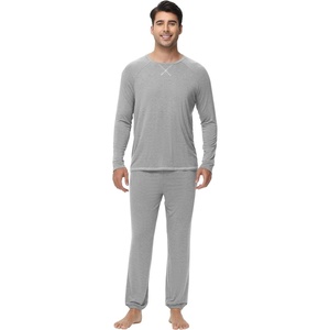 image:imageWiWi Soft Mens Pajama Sets French Terry Sleepwear Cooling Long Sleeve Top and Pants Pjs with Pockets Drawstring SXXLBlight Heather Grey