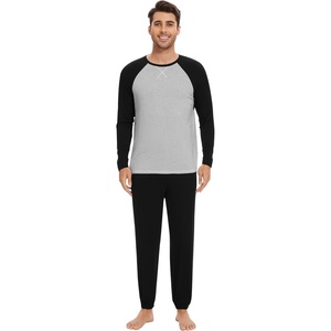 image:imageWiWi Soft Mens Pajama Sets French Terry Sleepwear Cooling Long Sleeve Top and Pants Pjs with Pockets Drawstring SXXLBlight Heather GreyBlack