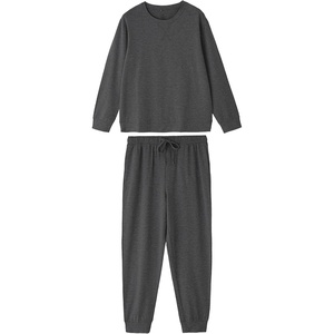 image:imageWiWi Soft Mens Pajama Sets French Terry Sleepwear Cooling Long Sleeve Top and Pants Pjs with Pockets Drawstring SXXLCharcoal Heather