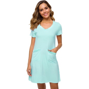 image:imageWiWi Soft Nightgown for Women Short Sleeve Sleep Shirts Plus Size Ladies Sleepwear Pajamas S4XAqua